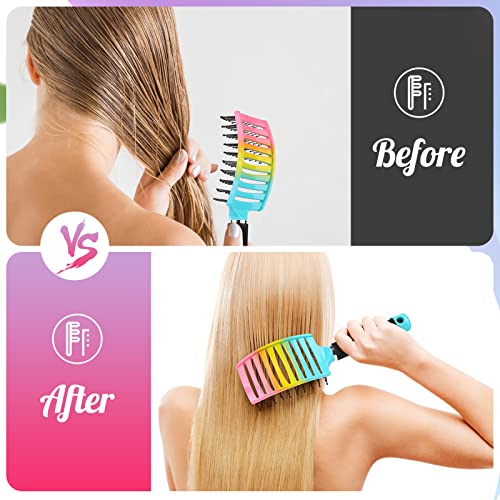 Curved Vented Paddle Brush - Faster Blow Drying, Detangling for Women & Men, Professional Styling for Wet, Curly, Thick or Straight Hair (colourful) | Professional Styling Detangling for Wet, Curly, Thick, Straight Hair, Remove Knots & Reduces Breakage -