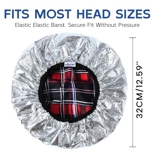 Years calm Shower Cap for Men, Waterproof & Heat-Retaining Hair Treatment Cap – Reusable Men’s Shower Cap with Foil Lining, Elastic Band, for Steam Care, Hair Mask & Oil Conditioning - color: Red