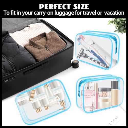 YedsIntu 16 Pieces Clear Cosmetic Bags, PVC Clear Pouch with Zipper TSA Approved Toiletry Bag for Travelling, Waterproof Transparent Travel Makeup Cosmetic Organizer Case for Men and Women (Blue-M) - color: Blue-M