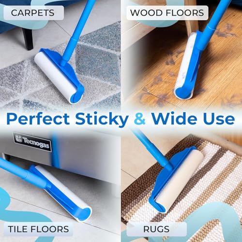 PetLovers Large Lint Roller with 3 Refills – 400 Total Sheets for Tackling Pet Hair, Extra Large Floor and Carpet Roller for Homes with Pets, Perfect for Floors, Furniture, and Loving Pet Owners - size: 4 Pack Floor Roller