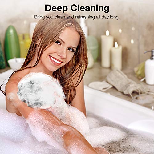 DadyMart Bath Shower Loofah Sponge 60g Bath Mesh Pouf Shower Ball Body Scrubber Exfoliating Bath Sponge for Women and Men, Set of 4, Black - style: Black M