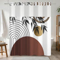 Boho Mid Century No Hook Boho Shower Curtain with Snap in Liner | 71x74 Inch, Abstract Geomrtric Shower Curtains for Boho Modern Bathroom, Mesh Top Window Waterproof Washable Fabric - color: Boho