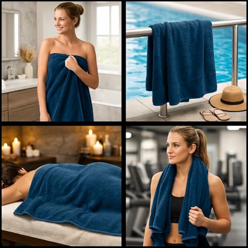 RIVERSIDE Pack of 8 Towels Set, 2 Large Bath, 2 Hand, 4 Face Washcloths, 100% Cotton Hotel Quality, Super Soft, Quick Dry, Highly Absorbent Perfect for Bathroom, Blue Opal - color: Blue Opal, size: Towel Set (PK 8)