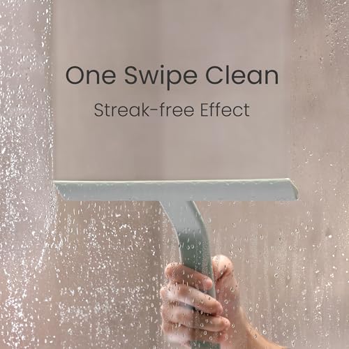 dancemoon JustHang Shower Squeegee for Glass Doors, All-One-Piece Award-Winning Silicone Squeegee with Built-in Hook for Bathroom, Window, Mirror, Tile Wall,Car, Streak-Free Cleaner,10-Inch Sage Green - color: Sage Green, size: 10 Inches
