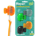 Mspan Electric Toothbrush Cover Cap: Brush Head Protector Cute Plastic Clip Pod - Toothbrush Travel Case for Traveling & Home - 4 Packs - color: Orange, Green, Grey, Black