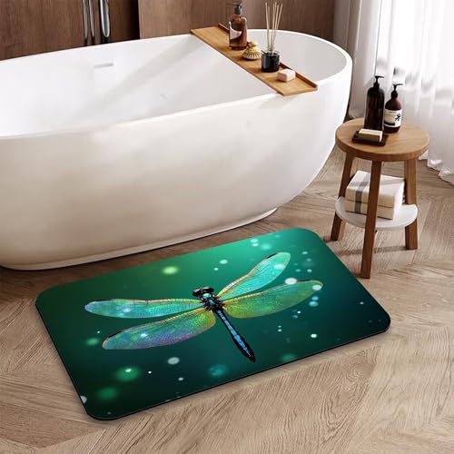 Dream Dragonfly Bathroom Rugs Mat, Super Absorbent Quick Drying Floor Mat for Bathroom Entryway 17"x30" - color: Dream Dragonfly