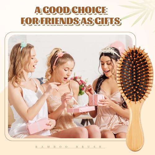 Weysat 12 Pcs Bamboo Hair Brushes Bulk, Wooden Paddle Detangling Brush, Scalp Massage and Anti-Static Hairbrushes, DIY Engraving Gifts for Women, Men, Party and Wedding (Black) - color: Black