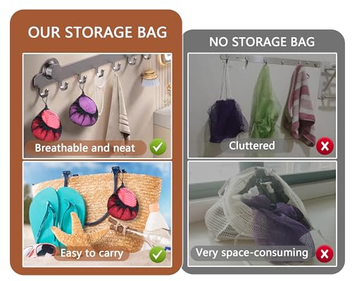 2 Pack African Net Sponge Exfoliating Body Scrubber Bath Sponge for Daily Use (Blush+Champange) - color: Blush+champange