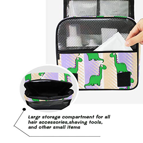 senya Hanging Travel Toiletry Bag Kit Makeup Case Cosmetics Organizer for Men Women - color: Dinosaur Stripe