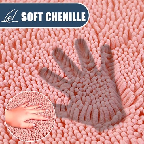 Bathroom Rugs Sets 3 Piece with Adjustable Toilet Seat Cover 19.5"x 18.5" Machine Washable Bath Rug Set with TPR Non Slip Rubber Backing Solid Bath Mat Set for Luxury Bathroom Decoration - color: Pink