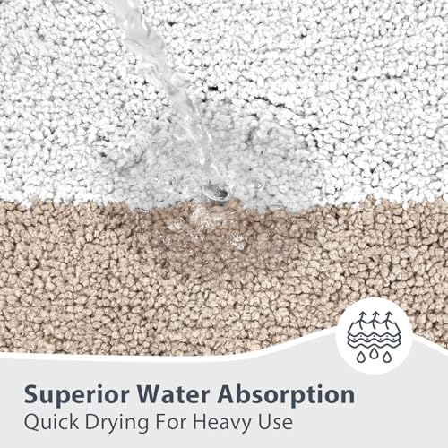 anllugs Bathroom Rugs 30" x 46", Non-Slip Extra Soft Absorbent Bath Rugs, Machine Washable Quick Dry Bath Mats for Bathroom Floor, Shower, Bathtub and Sink, Beige & White - color: Beige & White, size: 30" X 46"