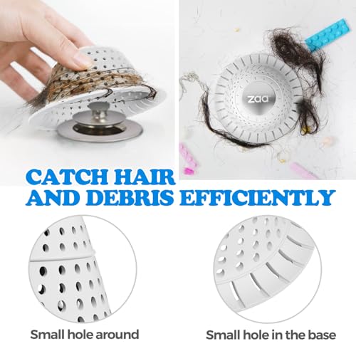 zaa Bathtub Drain Hair Catcher, Premium Silicone Collapsible 1 Pack Drain Protector for Pop-Up and Regular Drains of Shower, Tub, Bathroom, Sink, Light Gray - color: Light Gray