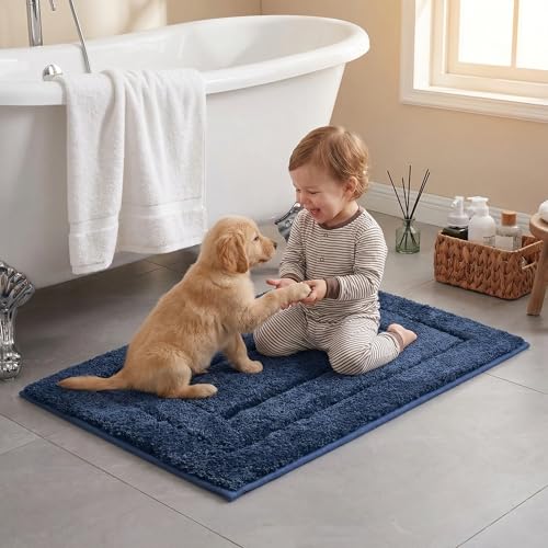 GRANNY SAYS Navy Bathroom Rugs, Bath Mats for Bathroom Non-Slip, Super Soft and Water Absorbent, Microfiber Bath Rugs Washable, Large Bath Rugs for Bath Floor, Tub and Shower, 36" x 24" - color: Deep Blue, size: 2' x 3' (24" x 36")