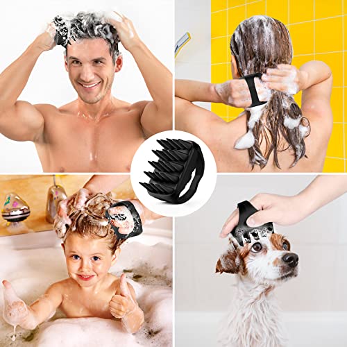 Bsisme Scalp Massager Hair Growth, Scalp Scrubber with Soft Silicone Bristles for Dandruff Removal, Shampoo Brush for Men Women Kids Pets Wet Dry Hair Scalp Exfoliator, Black - color: Black