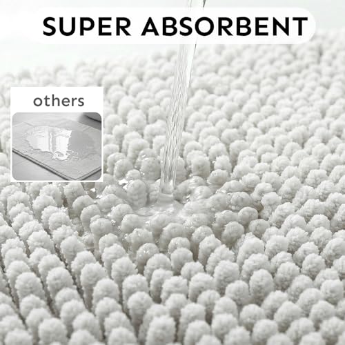 Secura Bathroom Rugs 47x28, Ultra Soft Chenille Bath Mat, Super Absorbent & Quick Dry Bathroom Mat, Non Slip Machine Washable Bath Rugs for Tub, Shower, Home Decor Accessories (White) - color: White, size: 47 in x 28 in