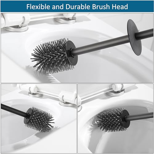 BVL Toilet Brush and Holder Set Black Freestanding for Bathroom - color: Matte Black