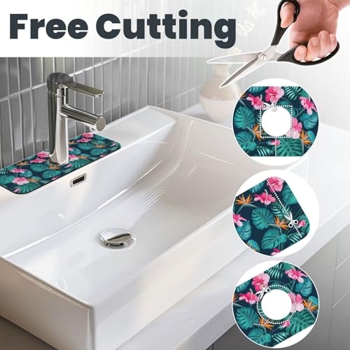 Hawaii Hawaiian Flower Leaf 15" X 5.5" Kitchen Sink Splash Guard Faucet Faucet Guard Draining Mat Sink Splash Guard Faucet Kitchen Bathroom - color: Hawaii Hawaiian Flower Leaf