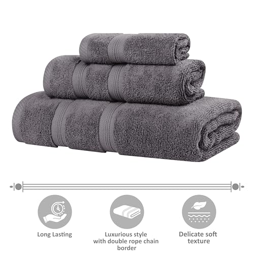 Superior Cotton Hand Towel Set, Plush Soft Towels for Spa, Gym, Bathroom, Guest Bath, Kitchen, Decor, Home Basics, Hotel Quality, Daily Drying, Zero Twist, Smart Dry Collection, Set of 6, Grey - color: Grey, size: Hand Towel