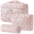HBselect Quilted Makeup Bag, 3PCS Cotton Large Travel Makeup Bag, Cute Floral Coquette Make up Bag Cosmetic Bag Toiletry Bag for Women Girls - color: A-3PCS-Floral 29