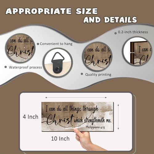 4 Pcs Burnt Brown Bathroom Decor Christian Wall Art Abstract Bible Verse Wall Decor Rustic Inspirational Wood Bathroom Accessories For Bedroom Kitchen Office(10 x 4 Inches, Brown) - color: Brown