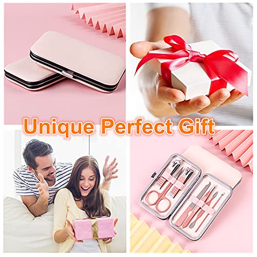 QURIPE 7pcs Manicure Set, Nail Clippers Kit, Stainless Steel Manicure Kit, Nail Clipping Tools Portable Travel Grooming Kit, The Best Gift with Luxurious Case(Rose Gold) - color: Rose Gold