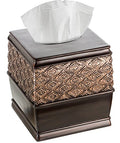 Dublin Brown Square Resin Tissue Box Cover - style: Square Tissue Box