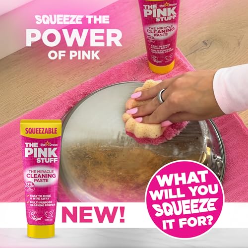 The Pink Stuff Squeezable Cleaning Paste 300g with SQeeZY Scrubber Sponge | Powerful Multi Purpose Surface Cleaner for Kitchen, Bathroom, Cookware, Tiles, Showers, and More - style: Squeezable Cleaning Paste with SQeeZY Scrubber Sponge
