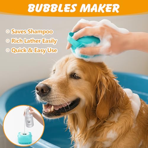6PCS Dog Bath Brush Set, Dogs Scrubber for Short and Long Haired Dogs, Dog Shampoo Brush for Shedding, Bathing, Massaging and Grooming