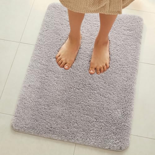 TYUU Toilet Rug, Ultra Soft Toilet Rugs U Shaped Machine Washable Non Slip Absorbent Quick Dry Toilet Mat with Rubber Backing, Light Grey 20" x 24" U Shape - color: Light Grey, size: 20" x 24" U Shape