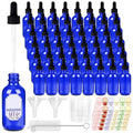 STARSIDE 48-Pack 1oz Blue Glass Leakproof Dropper Bottles | 30ml UV-blocking Dropper Bottles for Essential Oils & Crafts, Includes Funnel, Brush, Labels, Extra Droppers & Measuring Cup - color: 1oz-blue-48pcs