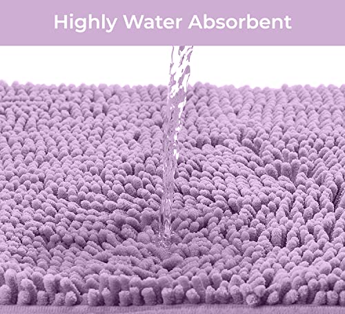 LuxUrux Bath Mat-Extra-Soft Plush Bath Shower Bathroom Rug,1'' Chenille Microfiber Material, Super Absorbent Shaggy Bath Rug. Machine Wash & Dry (20 x 20 inch, Lavender) - color: Lavender, size: 20'' X 20'' U