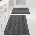H.VERSAILTEX Grey Bathroom Rug Set Bath Mats, 2 Piece Bath Rugs Non Slip Thick Soft Chenille Striped Bath Rug Set, Bath Mats for Bathroom Sets (Grey, 20" x 32"/17" x 24") - color: Grey, size: 20" x 32" Plus 17" x 24"