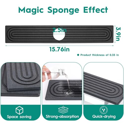 16 Inch Stone Faucet Mat for Kitchen Sink,Quick Dry Stone Mat Kitchen-Sink Water Splash Guard,Diatomite Protector with Super Absorbent&Leak Proof Circular for Kitchen Bathroom Counter（Dark Grey） - color: Dark Gray, size: 16" x 16"