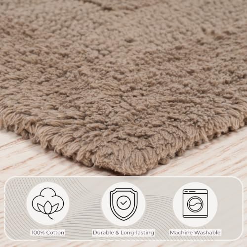 Bathroom Rugs - 2-Piece Cotton Bathroom Mat Set - Machine Washable Bath Mats for Washroom, Kitchen, or Laundry Room by Lavish Home (Taupe) - color: Taupe