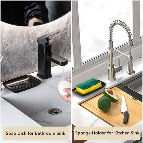 Gomakren Ceramic Soap Dish, Non-Slip Shower Soap Holder for Bathroom & Kitchen Sink, Father's Day Soap Saver Tray for Bar Soap Sponge, 5.5 Inch, Black - color: Black, size: Cross