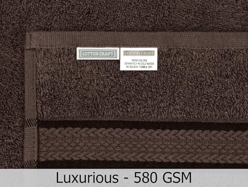 COTTON CRAFT Ultra Soft Hand Towels - 6 Pack - 16x28-100% Cotton Face Towels - Absorbent Quick Dry Everyday Luxury Hotel Bathroom Kitchen Spa Gym Shower Pool Camp Picnic - 580 GSM - Chocolate Brown - color: Chocolate, size: 6 Pack Hand Towels