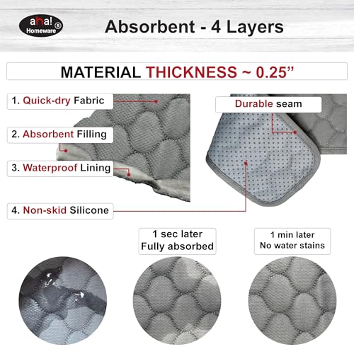 Bathroom Sink Splash Guard Oval-Hole Rectangle-Hole: AHA HOMEWARE, Faucet Mat for Bathroom Sink Oval Base, Bathroom Sink Water Splash Guard Centerset Rectangle Base (Gray & Gray)