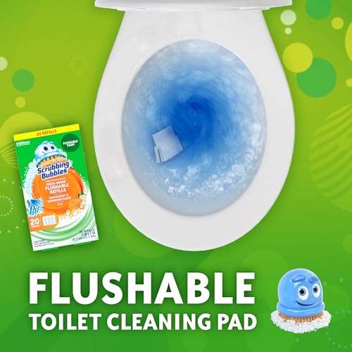 Scrubbing Bubbles Flushable Toilet Bowl Wand Cleaner Refills, Fresh Brush Cleaner Toilet Refill Pads, Removes Limescale & Odors, Citrus Scent,20 Count (Pack of 4) - size: 20 Count (Pack of 4), style: Refill