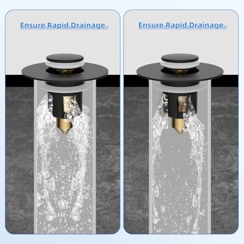 Metal Universal Bathroom Sink Stopper, Upgraded Stainless Steel Sink Drain Strainer for 1.1''~2.36" Basin Pop Up Drain Strainer, Anti-Clogging Filter Basket, Matte Black - color: Matte Black