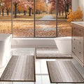 BSICPRO Bathroom Rugs Sets 3 Piece, Toilet Rugs U-Shaped Contour Bath Mat Set, Striped Absorbent Non Slip Chenille Shower Mat, Brown - color: Brown, size: 20"x32"+16"x24"+U Shape 20"x24"