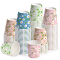 WRAPAHOLIC 3oz Paper Cups - 100 Pack Disposable Bathroom Cups with Daisy Floral and Leaf Design, Small Mouthwash Cup for Toothbrush Rinse, Home Bathroom, Picnic, BBQ, Travel and Tea Party - color: Colorful Daisy
