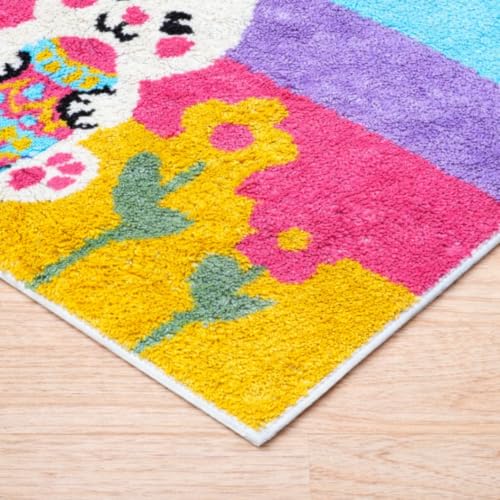 Easter Bunny Bath Mat 20 x 32 Inch, Colorful Tufted Bathroom Rug with Floral and Egg Design, Soft Plush Decorative Floor Mat for Kids Bathroom, Bedroom, Nursery and Entryway - color: Multi Color, size: 1'8" x 2'8" (Rectangular)