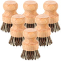 Nuenen 6 Packs Bamboo Dish Scrub Brushes Wooden Scrubbers Set Kitchen Dishwashing Scrubber with Natural Sisal Bristles for Iron Pot Pan Sink(Sisal) - size: Coconut Palm