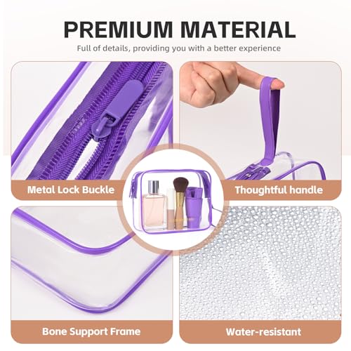 Icramsy Clear Makeup Bag,2 Pack TSA Approved Toiletry Bag Travel Toiletry Bag Hanging Makeup Cosmetic bag for Women Men (Purple) - color: Purple