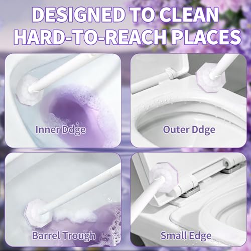 Toilet Bowl Wand Refills for Clorox, Toilet Bowl Cleaner Refill Pads | 80 Count Disposable Toilet Brush Heads, Pre-Loaded Cleaning Formula, Lavender Scent, Toilet&Bathroom Cleaning Supplies - size: 80 Count Purple
