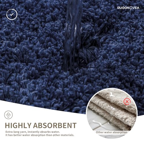 Bathroom Rugs Non Slip Washable, Ultra Thick Soft Microfiber Absorbent Bath Mats, High Density Foam Latex Non Slip Backing Bath Rugs, Fluffy Floor Carpet for Tub&Shower 24x17, Navy - color: Navy Blue, size: 24" X 17"(Small Bathroom Rug)