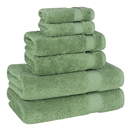 Cotton Paradise Towel Set of 6, 2 Bath Towels, 2 Hand Towels and 2 Washcloths Towels for Bathroom Sets, Green - color: Sage Green, size: 6 PC SET (27x54" + 16x28" + 13x13")