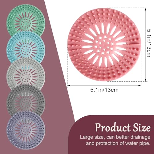KTOJOY Bathroom Sink Drain Strainers, Hair Catcher Shower Drain Covers Protector - Flexible TPR Material, Multi-Color for Tub Shower Sink, 6 Pack