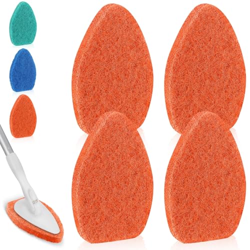 Baderke 4 Pcs Tub Tile Scrubber Cleaning Brush Pads (Without Handle) Brush Non-Scratch Scouring Pads for Shower Bathroom Buildup Toilet Wall Floor (Orange) - color: Orange