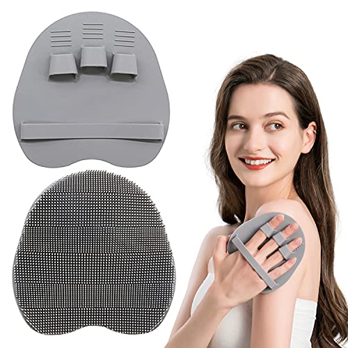 1 Pack Silicone Shower Brush, Body Wash Exfoliating Skin Massage Scrubber | Soft Dry Skin Brushing Glove Loofah, Fit for Sensitive and All Kinds of Skin,Gray - color: Gray